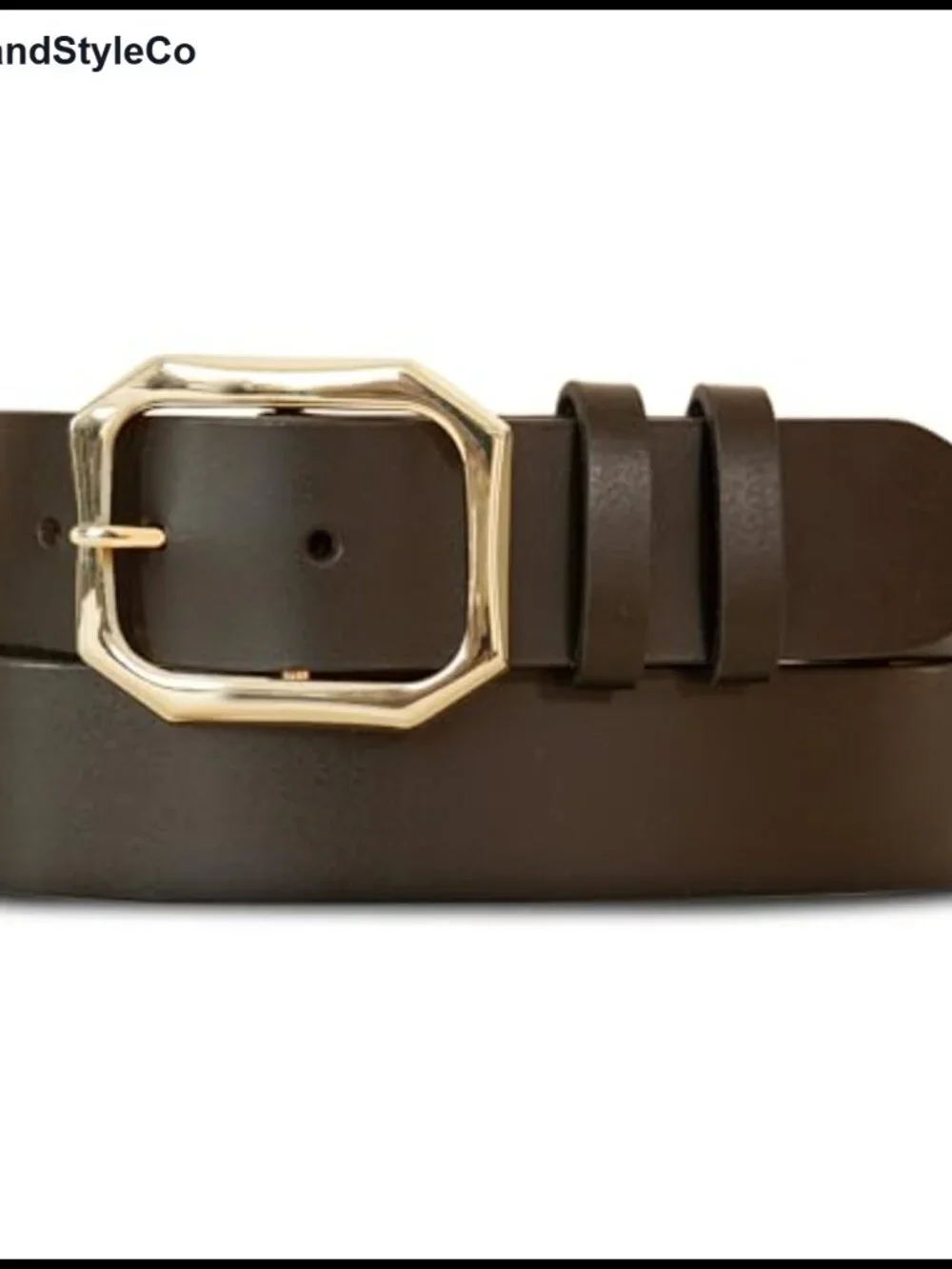 Genuine Leather Belt with Polished Gold Harness Buckle